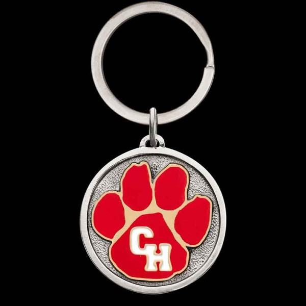 "Our Plainsman Custom Keychain is the perfect accessory. Crafted on a German Silver base, it features a colored enamel figure at the center. There are endless customizations, you can add your ranch brand, custom logo and chose the enamel color to cre